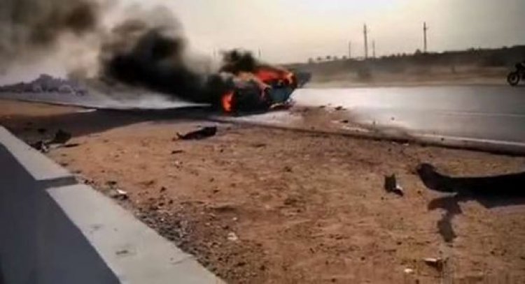 مصرع 5 أشخاص إثر انقلاب سيارة ملاكى واشتعال النيران بها بطريق الصعيد اتجاة القاهرة