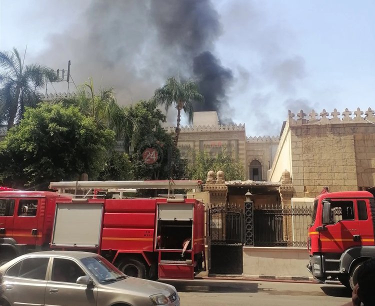 السيطرة على حريق مبنى وزارة الأوقاف والحماية المدنية تجرى أعمال التبريد 