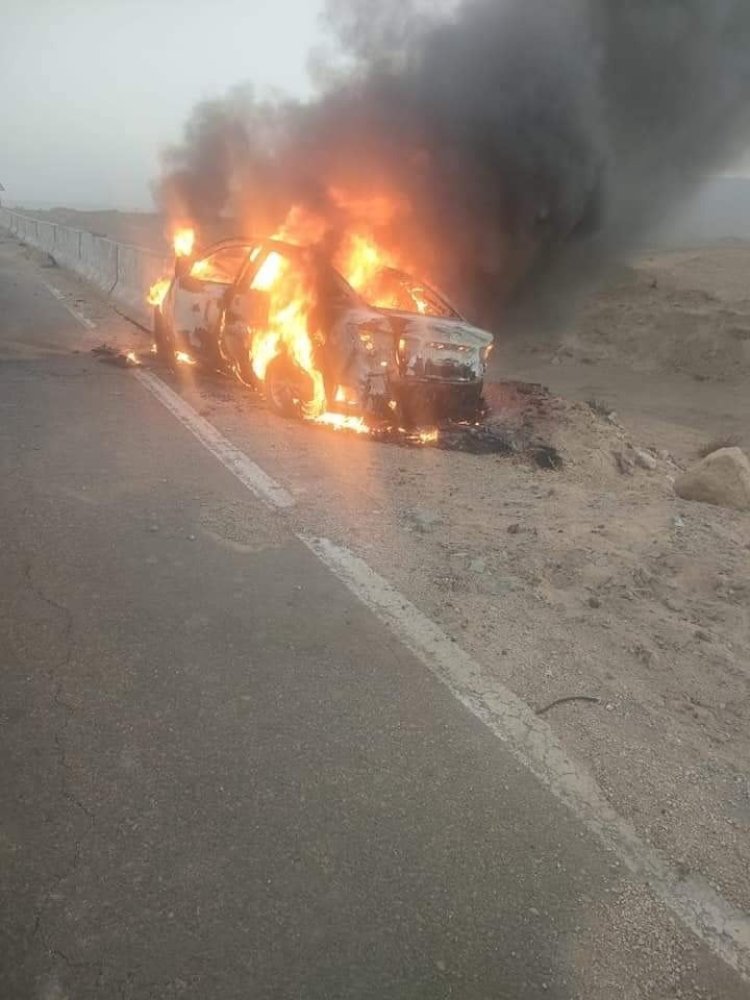 حريق سيارة ملاكي أعلى طريق الواحات الصحراوي